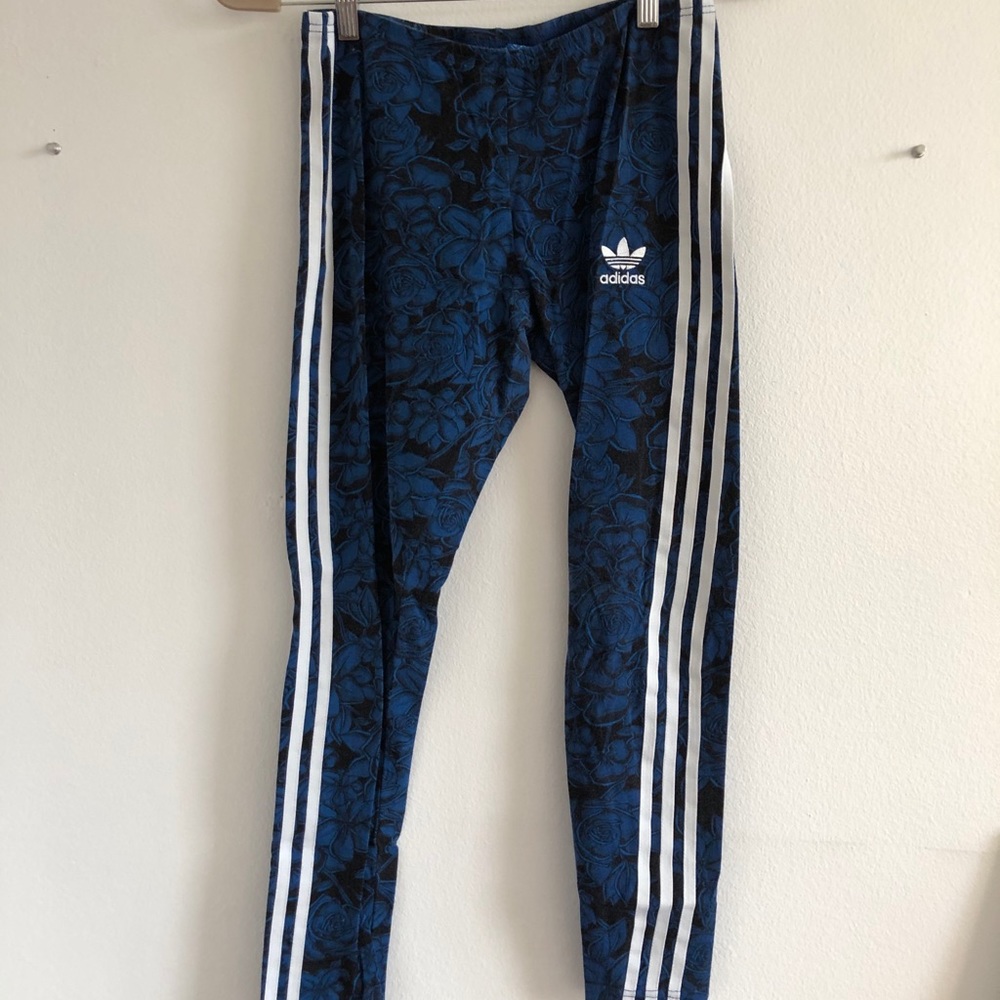 Adidas side stripe floral print leggings